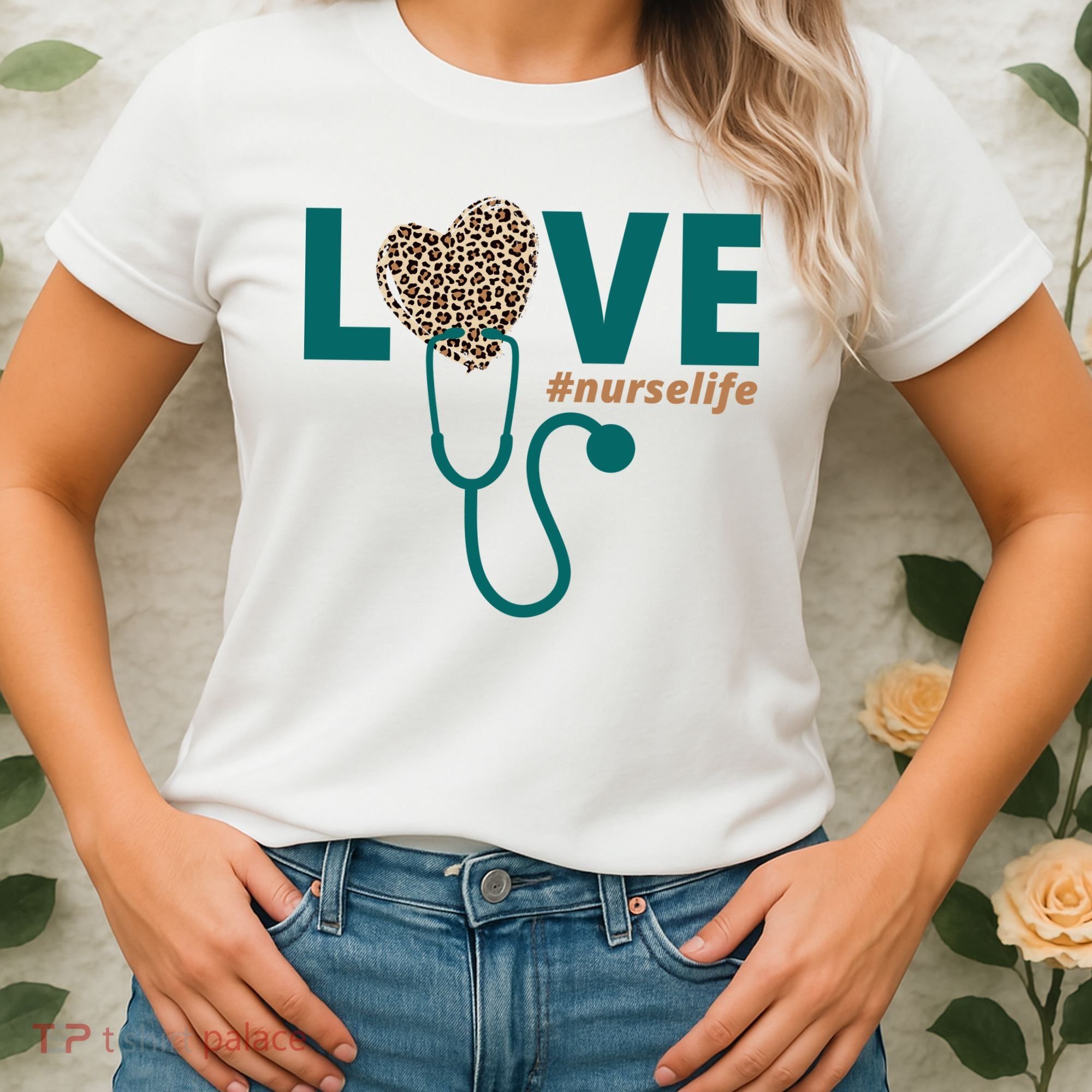 Love Nurse Life Leopard Heart Women's T-Shirt
