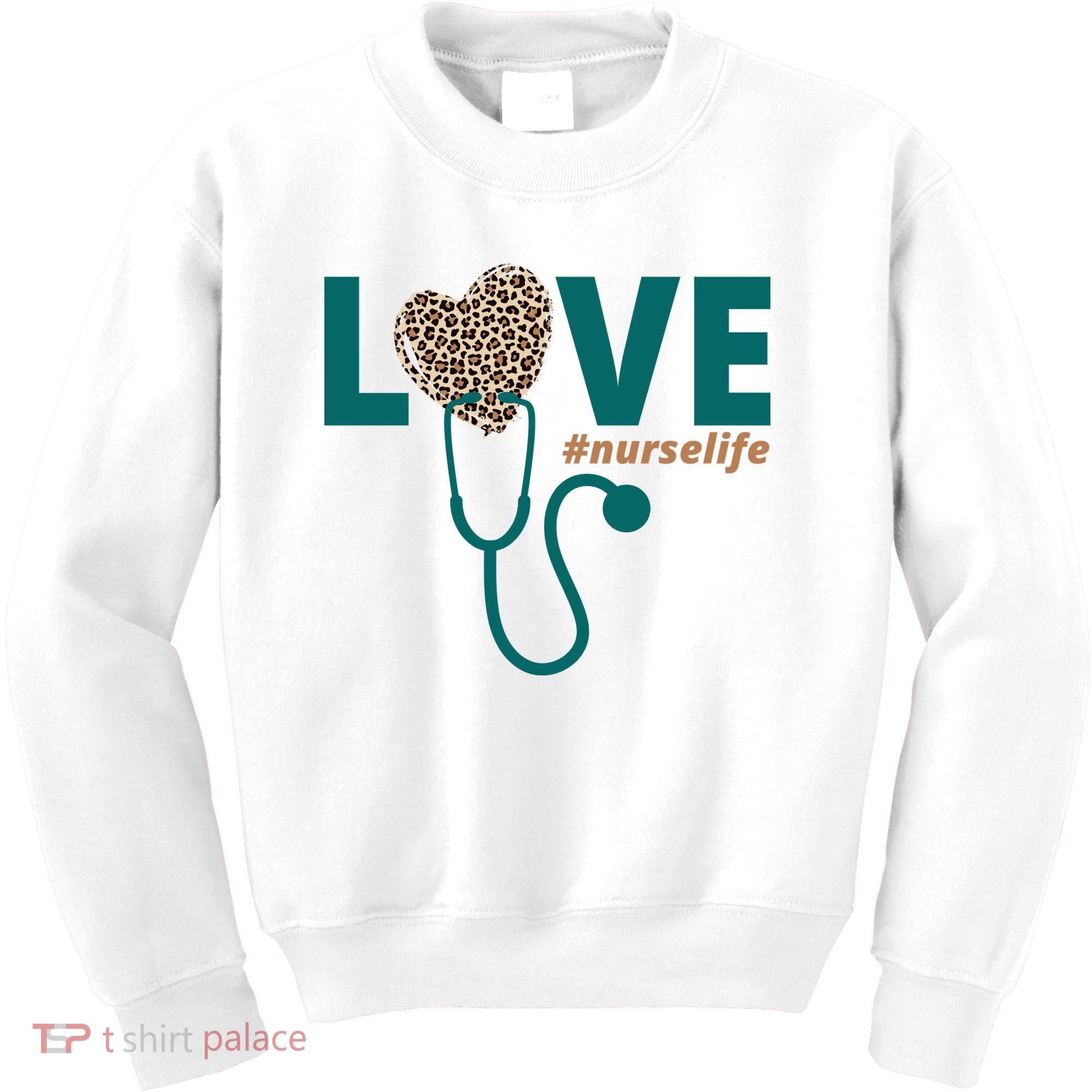 Love Nurse Life Leopard Heart Kids Sweatshirt