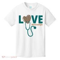 Love Nurse Life Leopard Heart Kids T-Shirt thumb 0