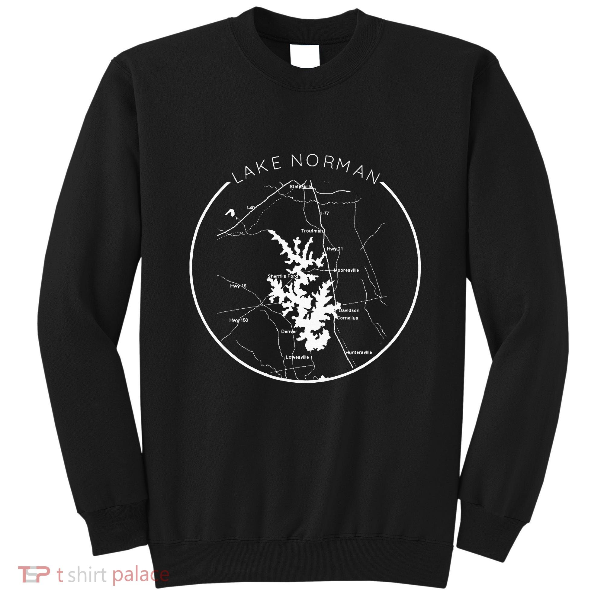 Lake Norman Map Shoreline North Carolina Vacation Charlotte Sweatshirt