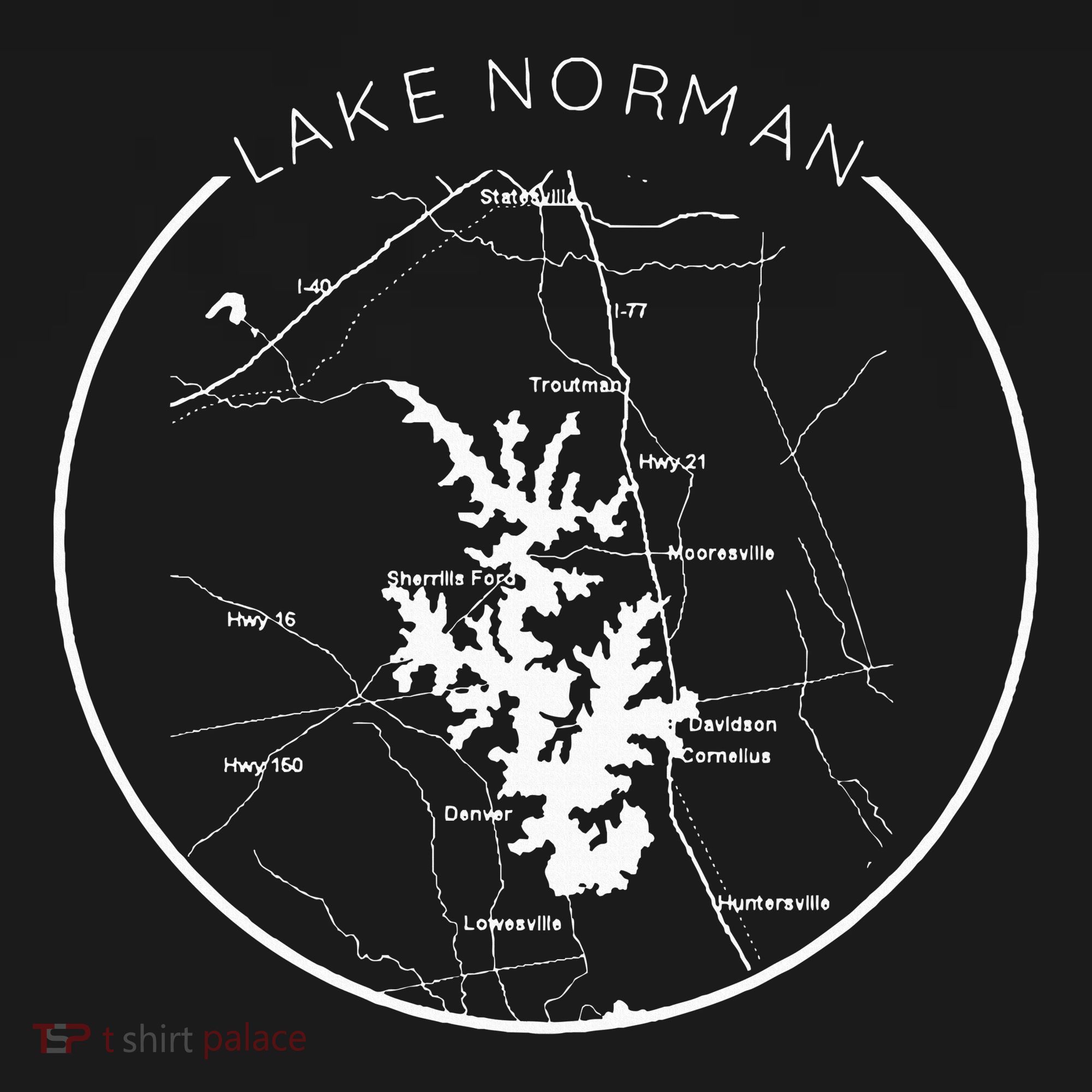 Lake Norman Map Shoreline North Carolina Vacation Charlotte Women's Hoodie