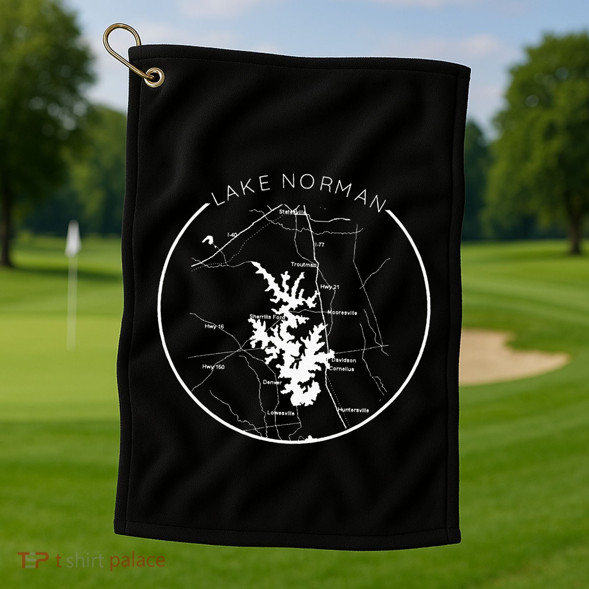 Lake Norman Map Shoreline North Carolina Vacation Charlotte Golf Towel