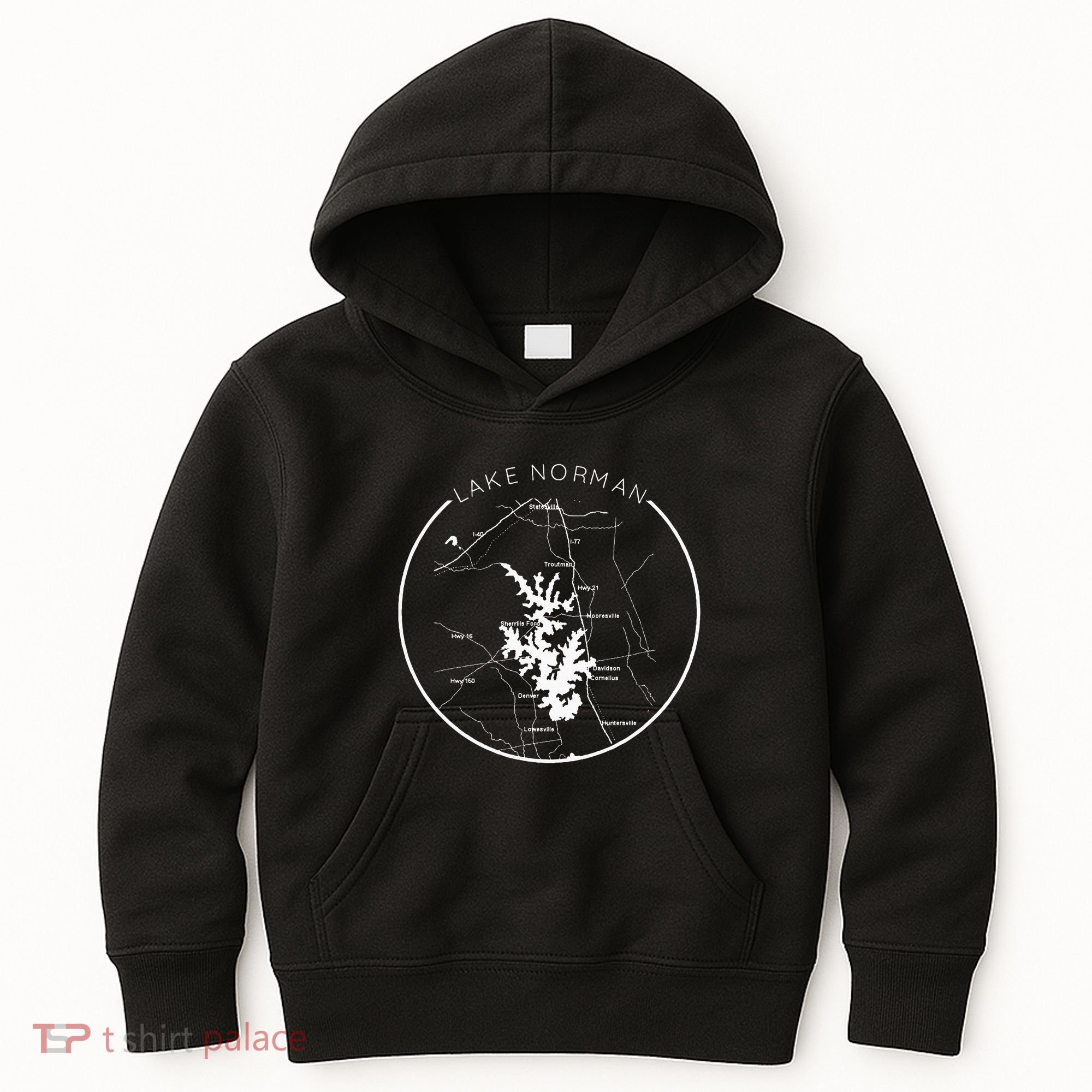 Lake Norman Map Shoreline North Carolina Vacation Charlotte Kids Hoodie
