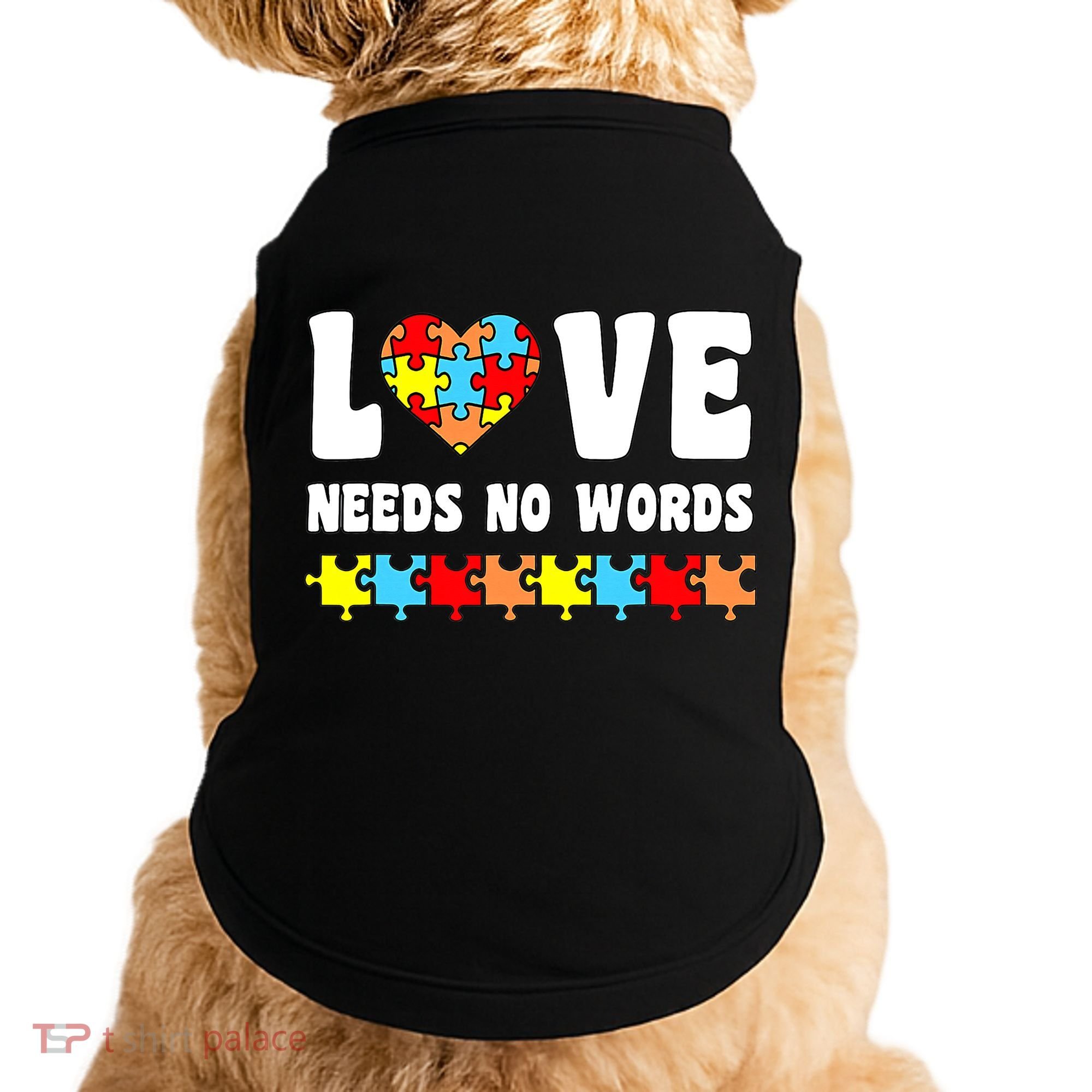 Love Needs No Words Puzzle Autism Awareness Teacher Doggie Tank