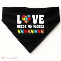 Love Needs No Words Puzzle Autism Awareness Teacher USA-Made Doggie Bandana thumb 0