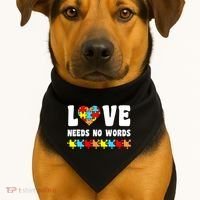 Love Needs No Words Puzzle Autism Awareness Teacher USA-Made Doggie Bandana thumb 1