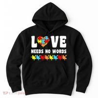 Love Needs No Words Puzzle Autism Awareness Teacher Hoodie thumb 0