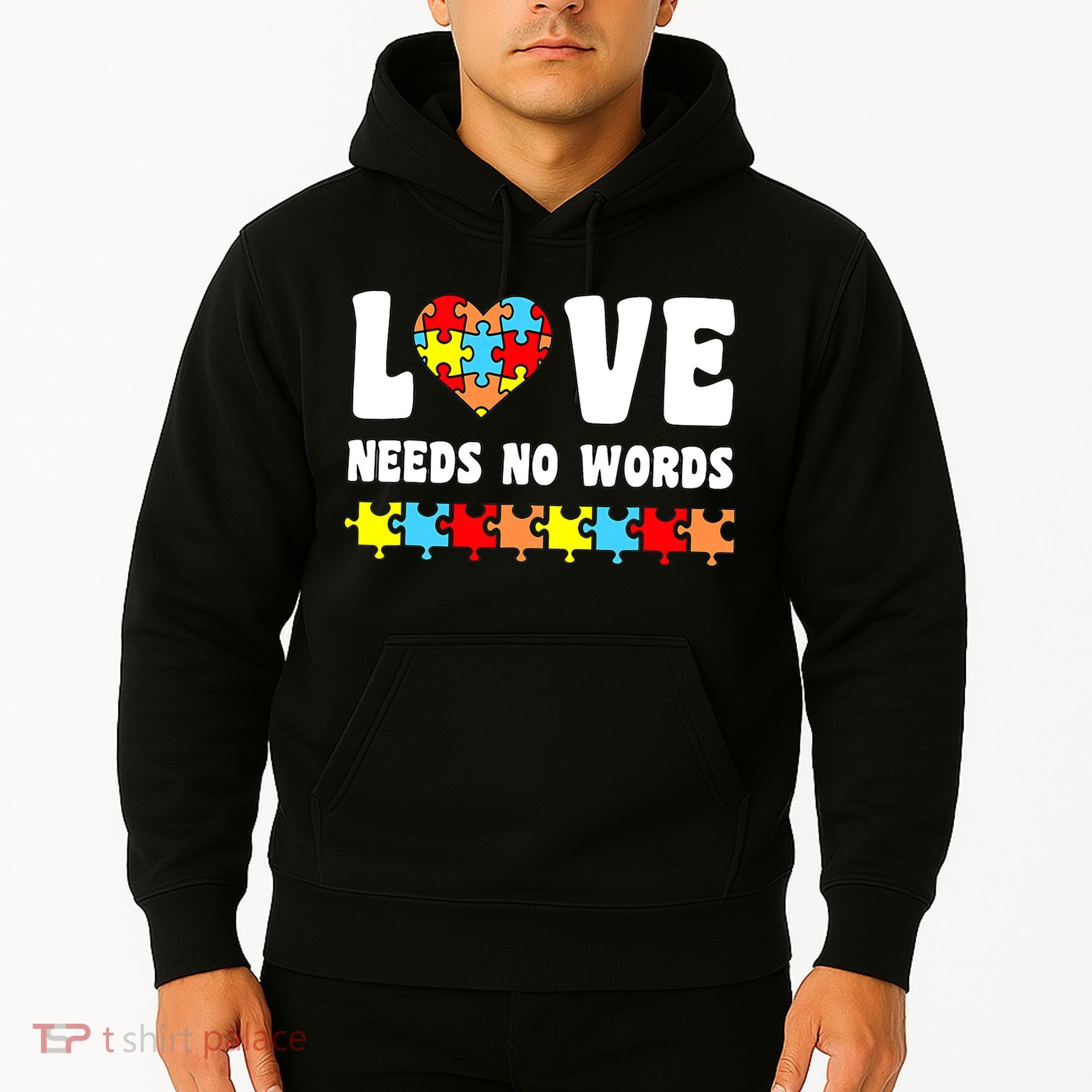 Love Needs No Words Puzzle Autism Awareness Teacher Hoodie