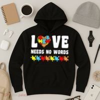 Love Needs No Words Puzzle Autism Awareness Teacher Hoodie thumb 3