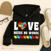 Love Needs No Words Puzzle Autism Awareness Teacher Hoodie thumb 4