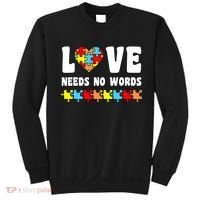 Love Needs No Words Puzzle Autism Awareness Teacher Sweatshirt thumb 0