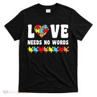Love Needs No Words Puzzle Autism Awareness Teacher T-Shirt thumb 0