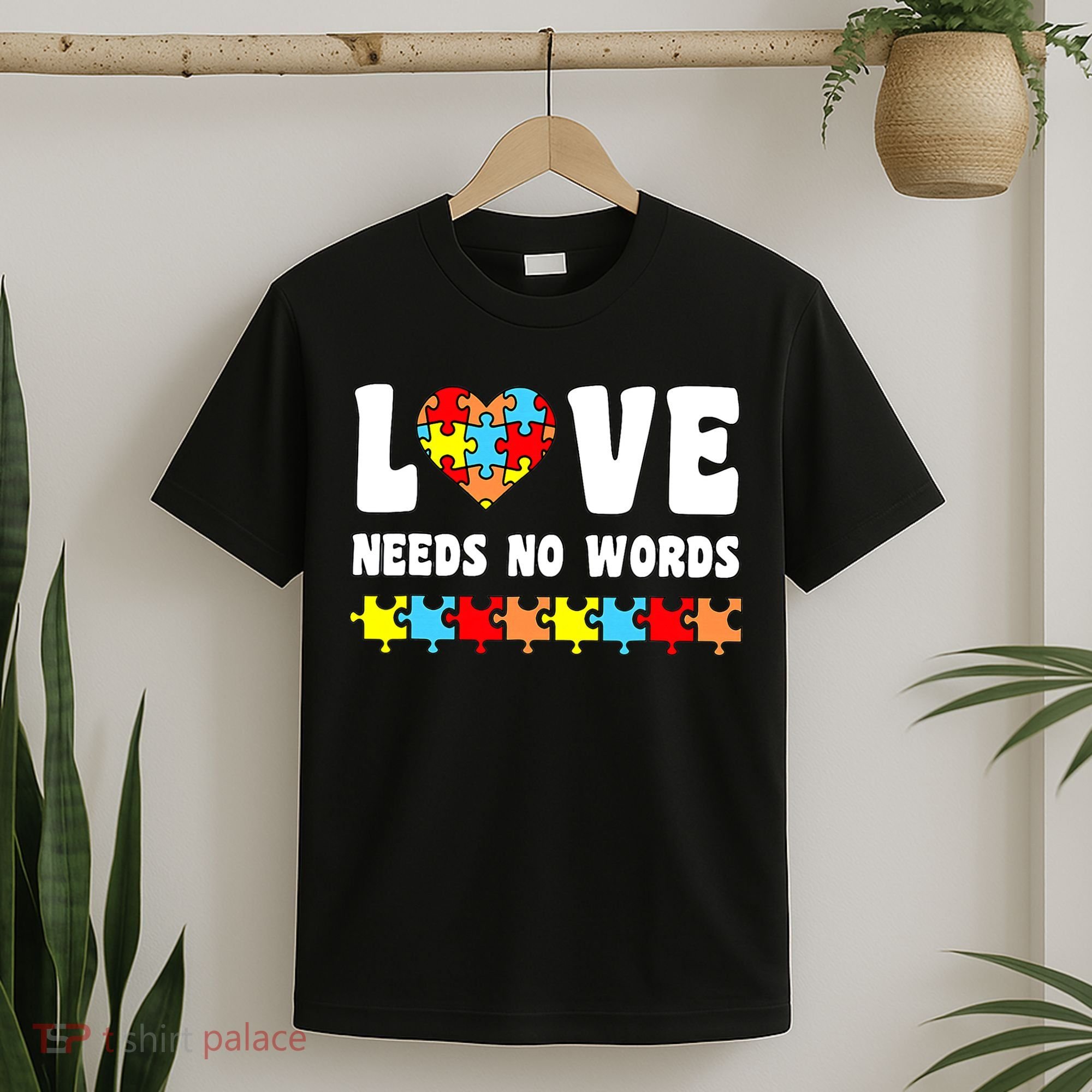Love Needs No Words Puzzle Autism Awareness Teacher T-Shirt