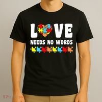 Love Needs No Words Puzzle Autism Awareness Teacher T-Shirt thumb 3