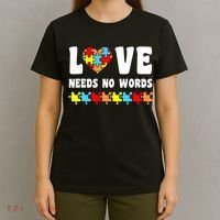 Love Needs No Words Puzzle Autism Awareness Teacher T-Shirt thumb 4