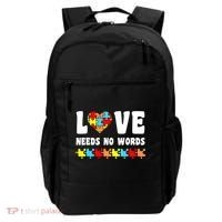 Love Needs No Words Puzzle Autism Awareness Teacher Backpack thumb 0