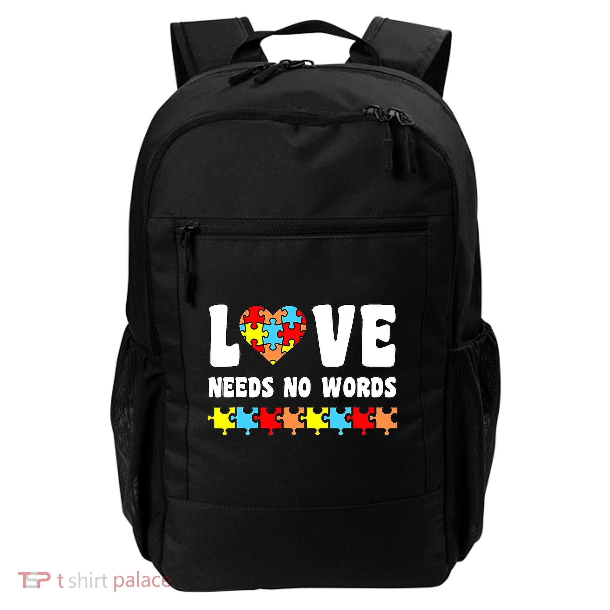 Love Needs No Words Puzzle Autism Awareness Teacher Backpack