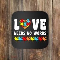 Love Needs No Words Puzzle Autism Awareness Teacher Coaster thumb 0