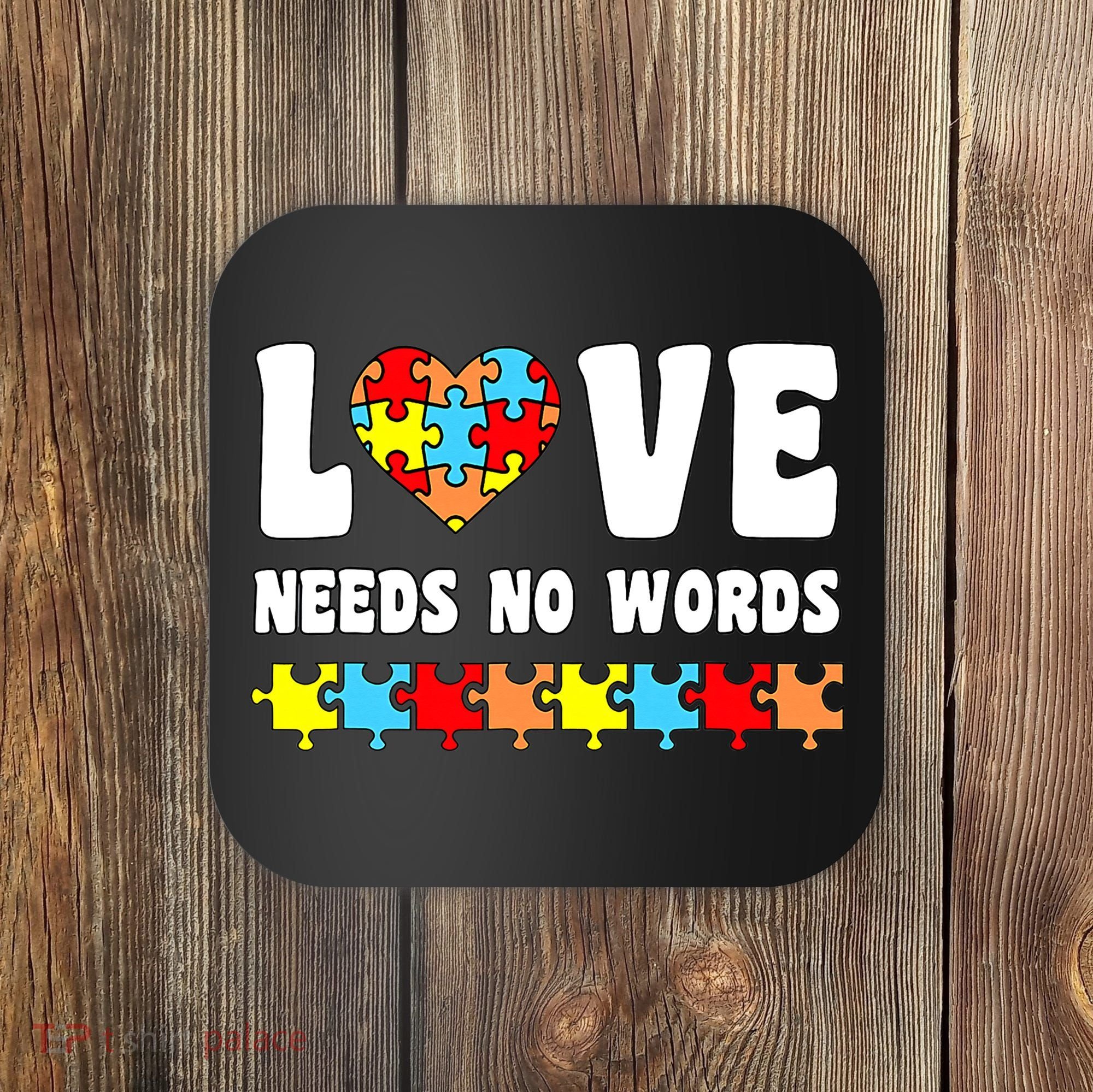 Love Needs No Words Puzzle Autism Awareness Teacher Coaster