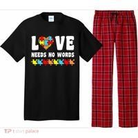 Love Needs No Words Puzzle Autism Awareness Teacher Pajama Set thumb 0