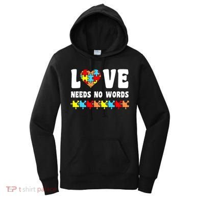 Love Needs No Words Puzzle Autism Awareness Teacher Women's Hoodie