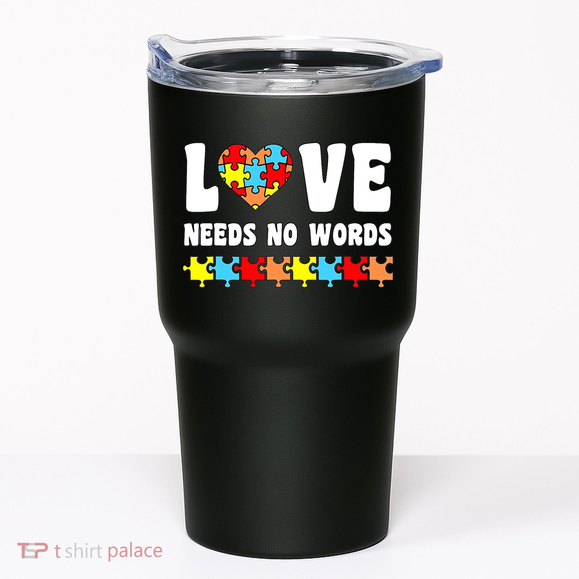 Love Needs No Words Puzzle Autism Awareness Teacher Tumbler