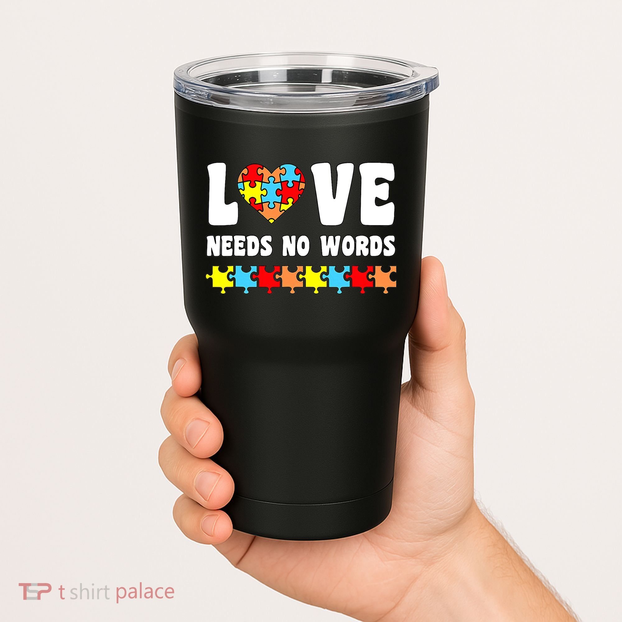 Love Needs No Words Puzzle Autism Awareness Teacher Tumbler