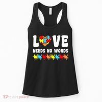 Love Needs No Words Puzzle Autism Awareness Teacher Women's Tank Top thumb 0