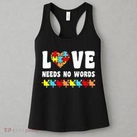 Love Needs No Words Puzzle Autism Awareness Teacher Women's Tank Top thumb 3