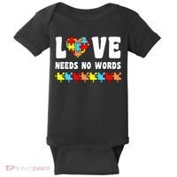 Love Needs No Words Puzzle Autism Awareness Teacher Baby Bodysuit thumb 0