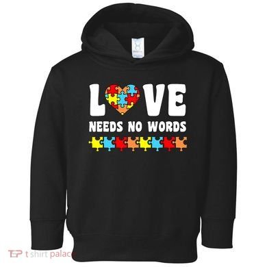 Love Needs No Words Puzzle Autism Awareness Teacher Toddler Hoodie