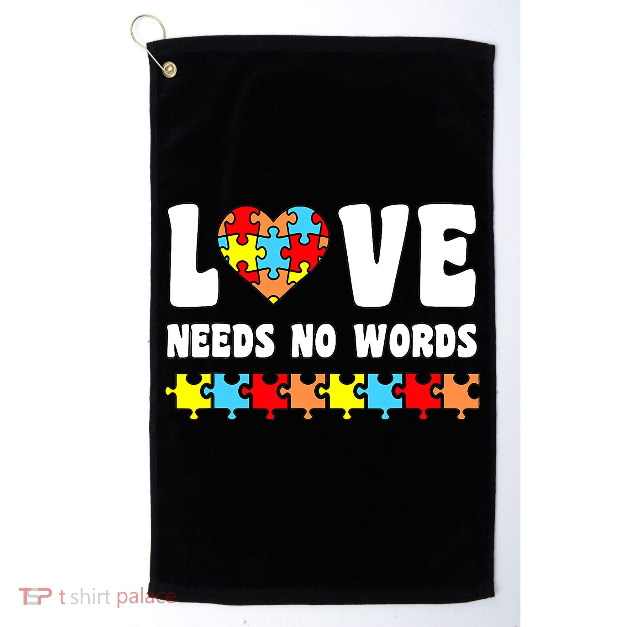 Love Needs No Words Puzzle Autism Awareness Teacher Golf Towel