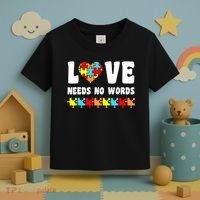 Love Needs No Words Puzzle Autism Awareness Teacher Toddler T-Shirt thumb 3
