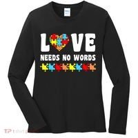 Love Needs No Words Puzzle Autism Awareness Teacher Women's Long Sleeve Shirt thumb 0