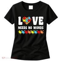 Love Needs No Words Puzzle Autism Awareness Teacher Women's T-Shirt thumb 0