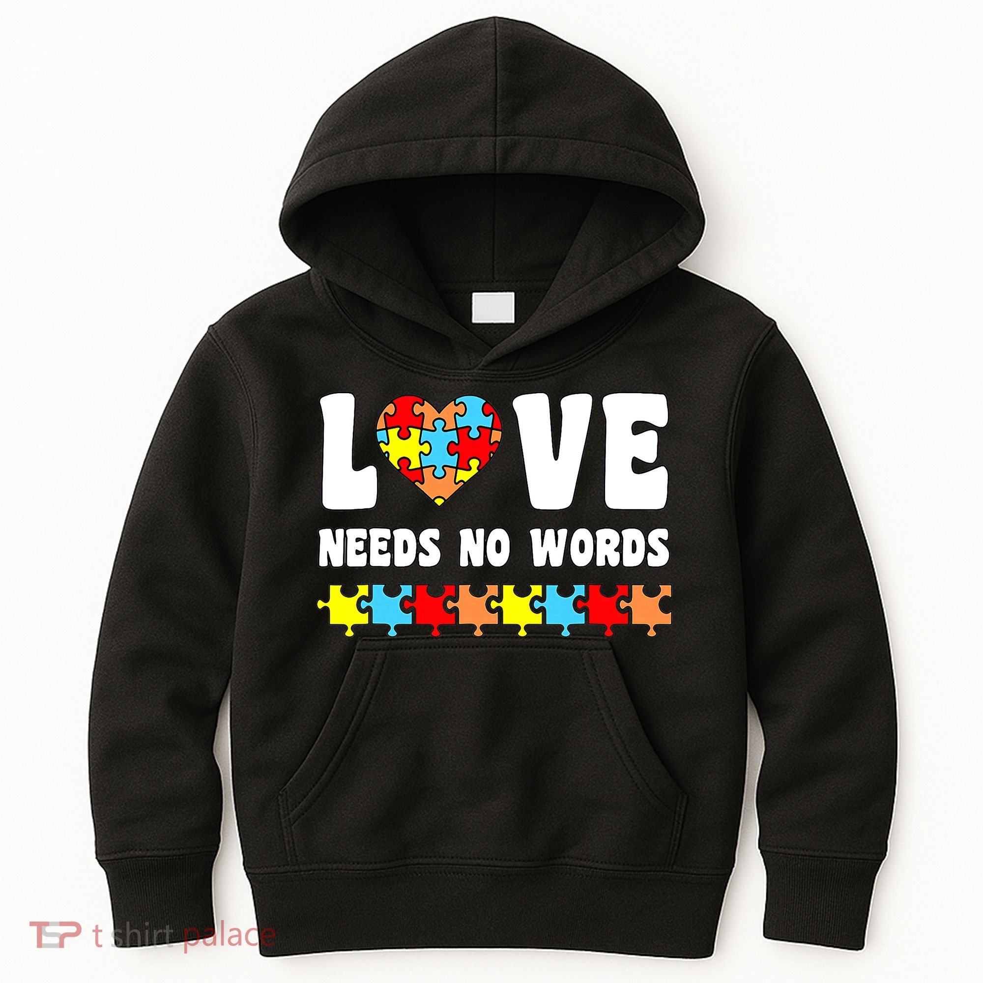 Love Needs No Words Puzzle Autism Awareness Teacher Kids Hoodie