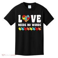 Love Needs No Words Puzzle Autism Awareness Teacher Kids T-Shirt thumb 0