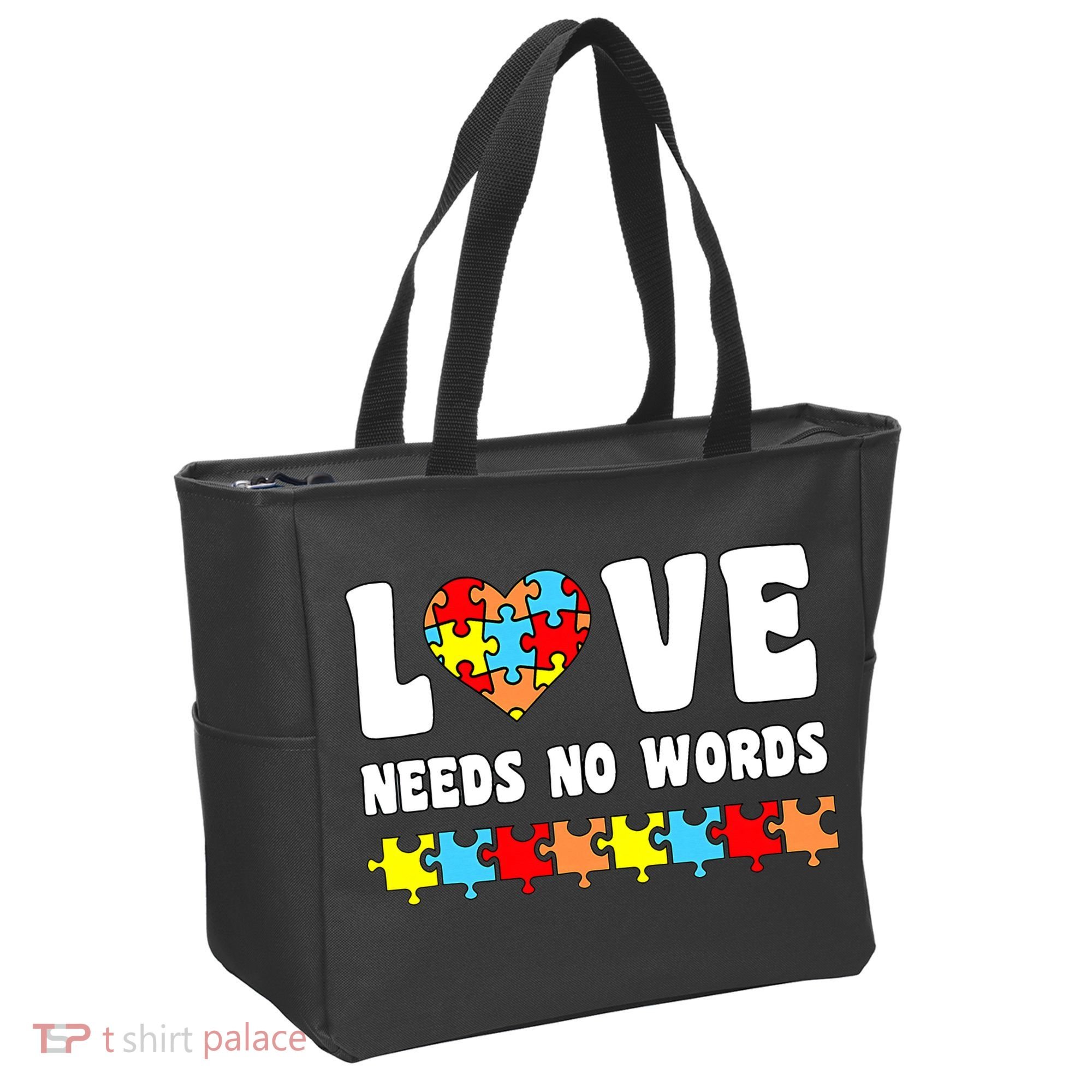 Love Needs No Words Puzzle Autism Awareness Teacher Tote Bag