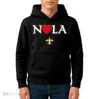 Love Nola New Orleans Fleur De Lis Heart Nola Kids Hoodie thumb 4