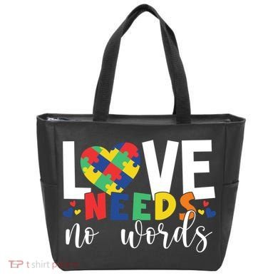 Love Needs No Words Autism Awareness Tote Bag