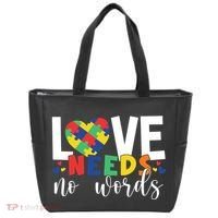 Love Needs No Words Autism Awareness Tote Bag thumb 0