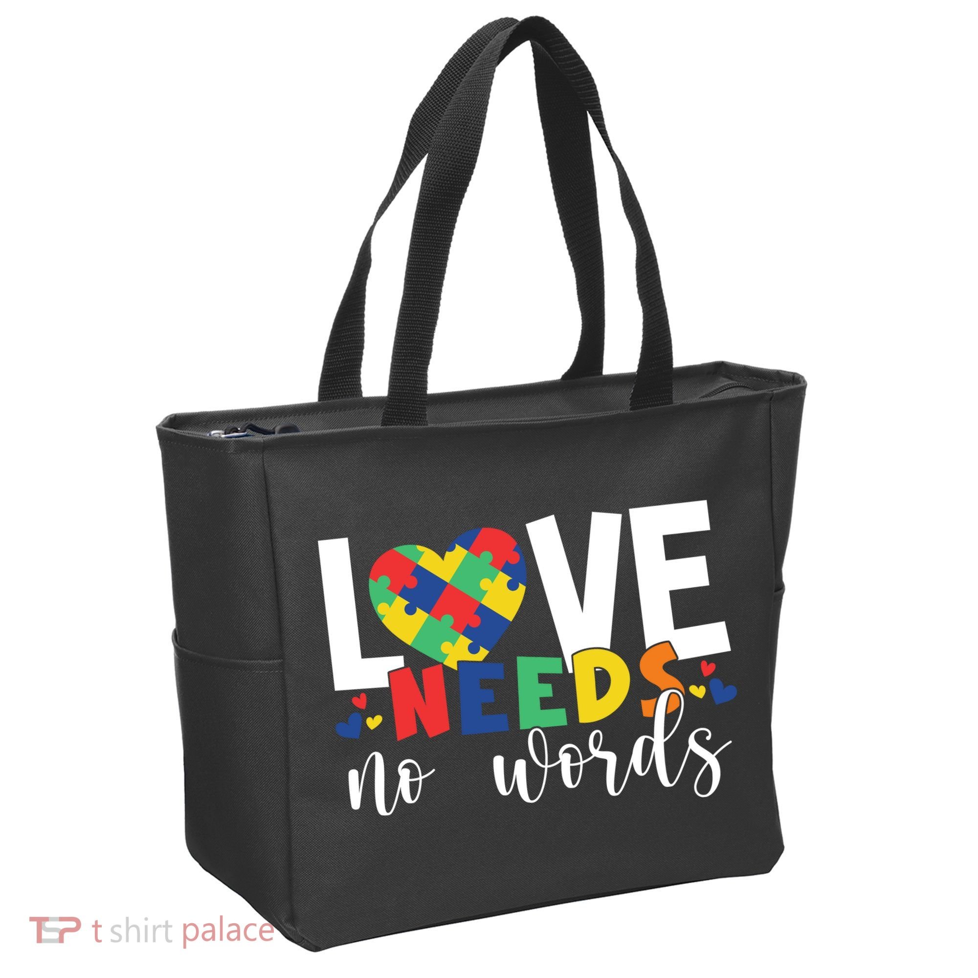 Love Needs No Words Autism Awareness Tote Bag