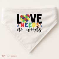 Love Needs No Words Autism Awareness USA-Made Doggie Bandana thumb 0