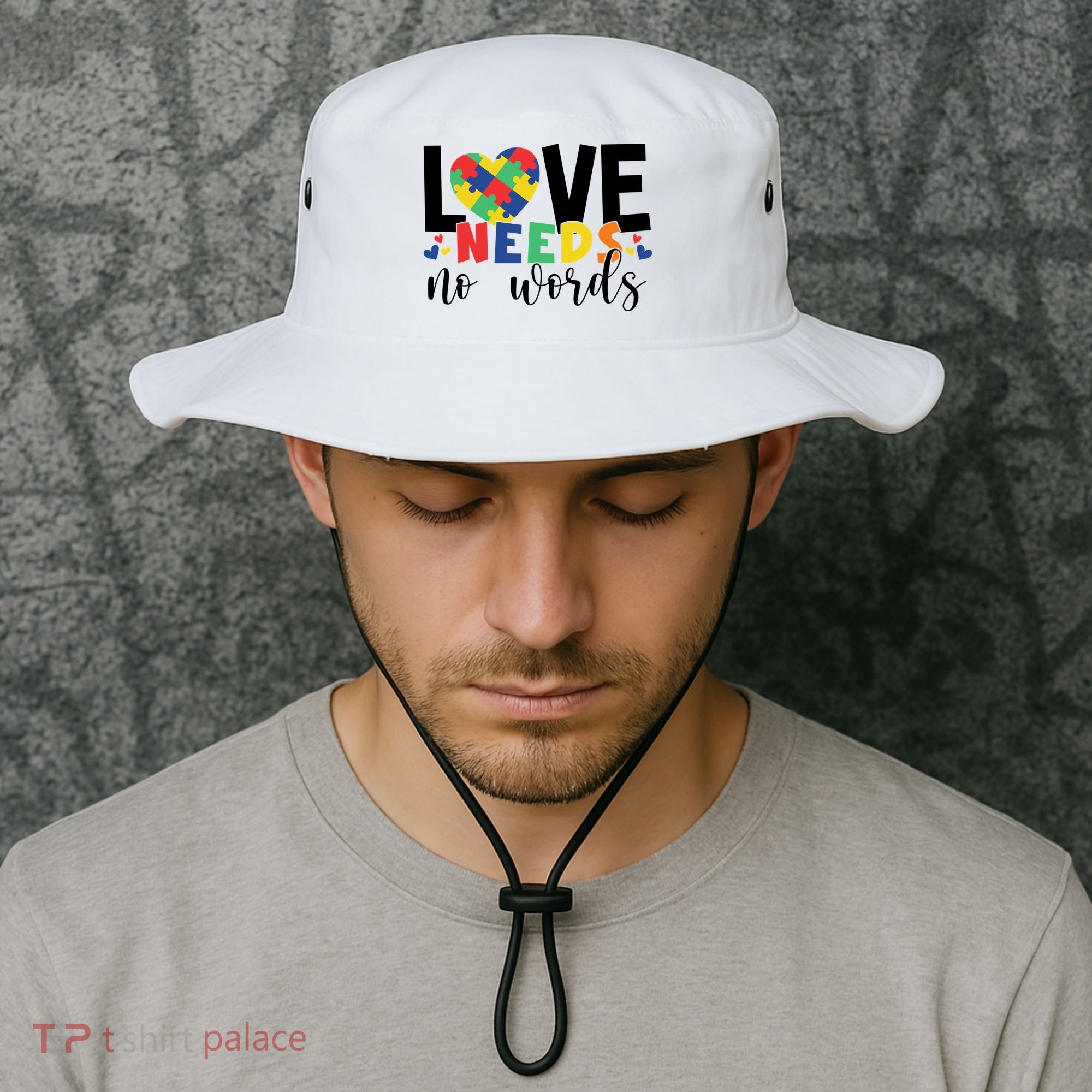 Love Needs No Words Autism Awareness Bucket Hat