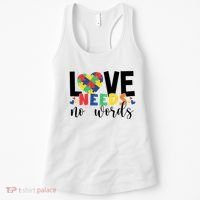 Love Needs No Words Autism Awareness Women's Tank Top thumb 0