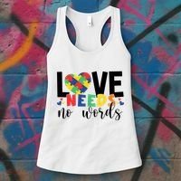 Love Needs No Words Autism Awareness Women's Tank Top thumb 3