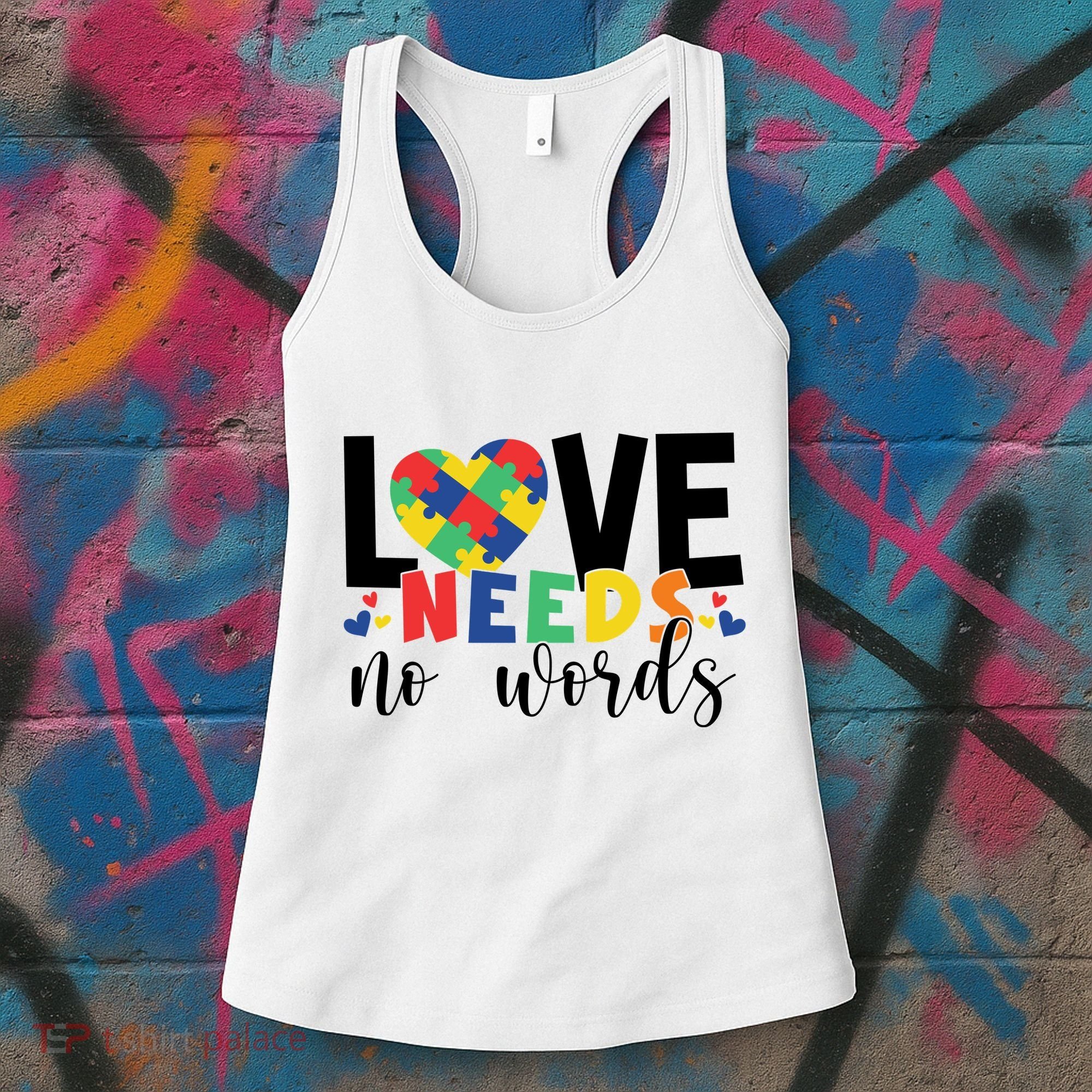 Love Needs No Words Autism Awareness Women's Tank Top