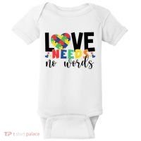 Love Needs No Words Autism Awareness Baby Bodysuit thumb 0