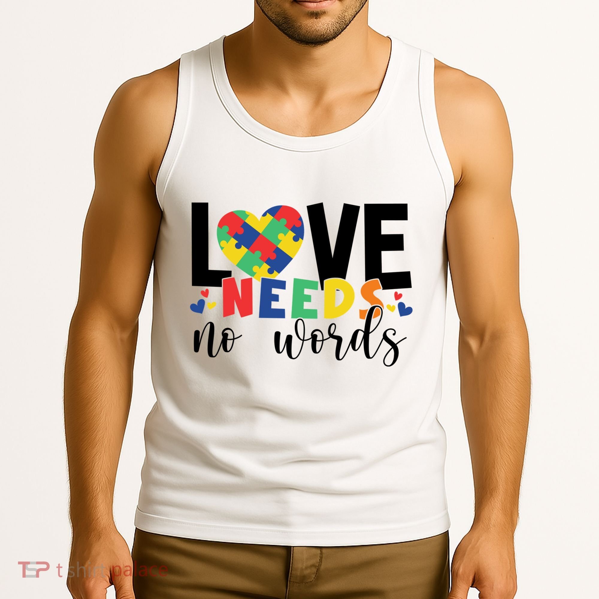 Love Needs No Words Autism Awareness Tank Top