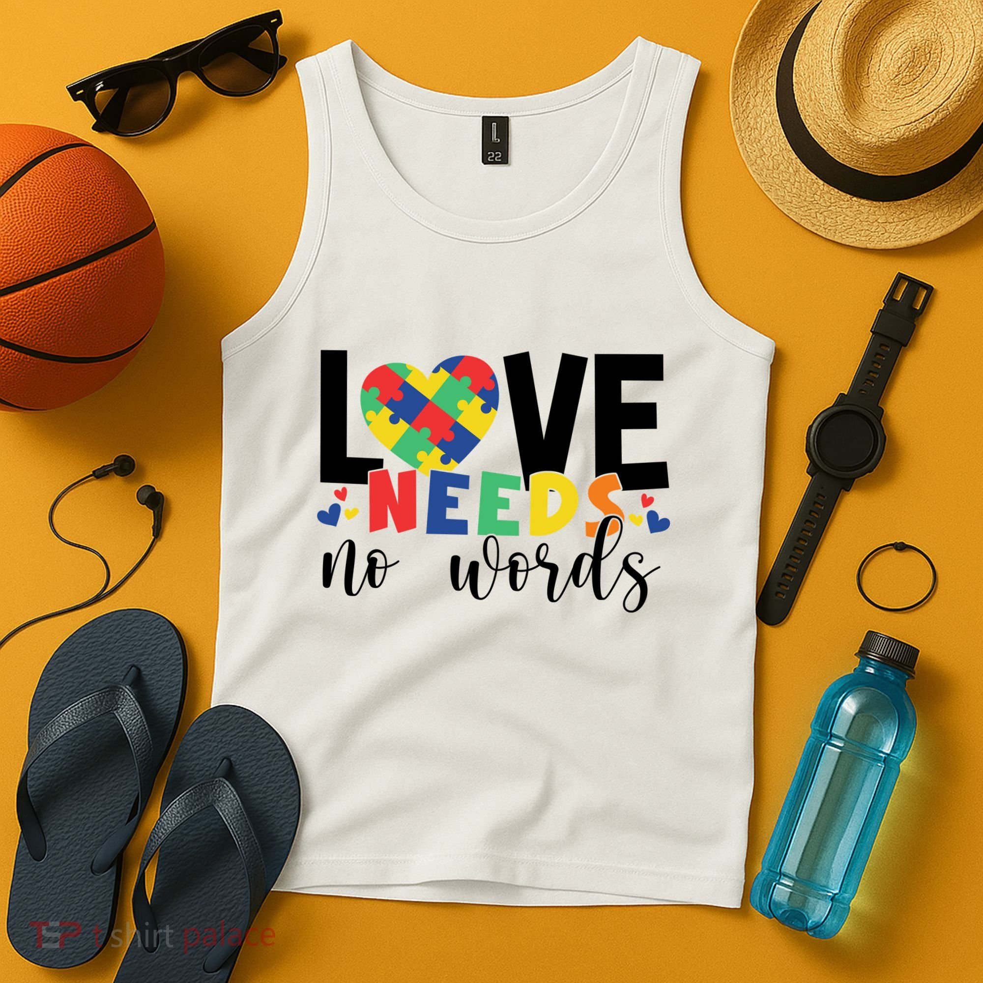 Love Needs No Words Autism Awareness Tank Top